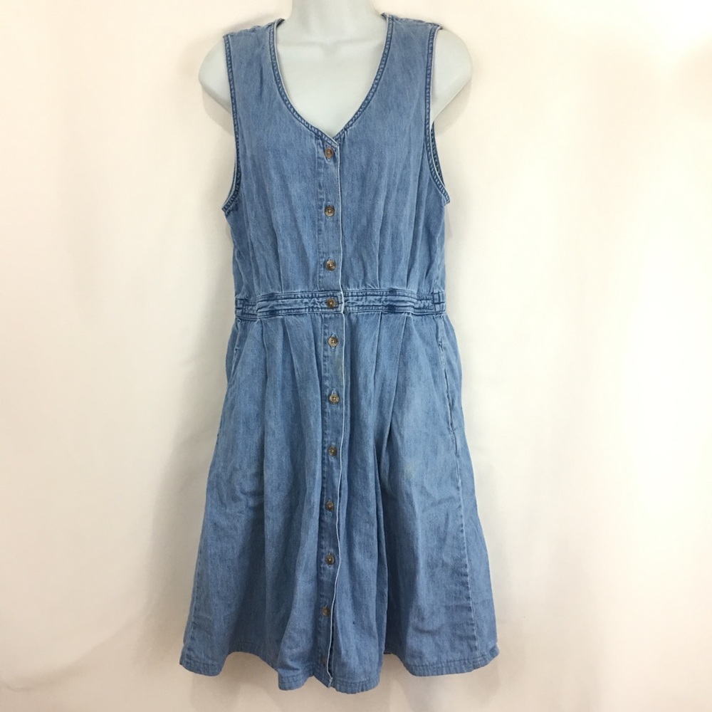 LL Bean Denim Dress Sleeveless button down